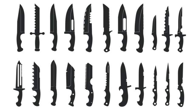 set of knives isolated