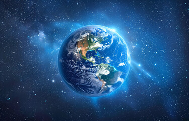 Obraz na płótnie Canvas The Earth in space with blue glow 