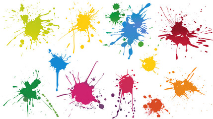 colorful ink splashes isolated