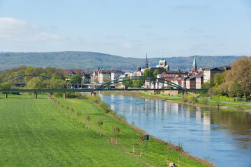 Fluss Weser in Minden als Panorama, NRW, Deutschland - 768073284