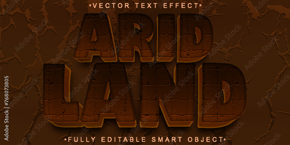Poster brown arid land soil vector fully editable smart object text effect