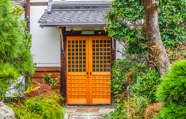 Japanese Wooden Door Tofuku-Ji Buddhist Temple Kyoto Japan