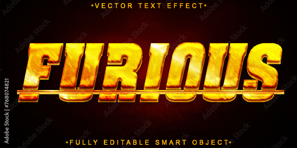 Poster orange furious action vector fully editable smart object text effect