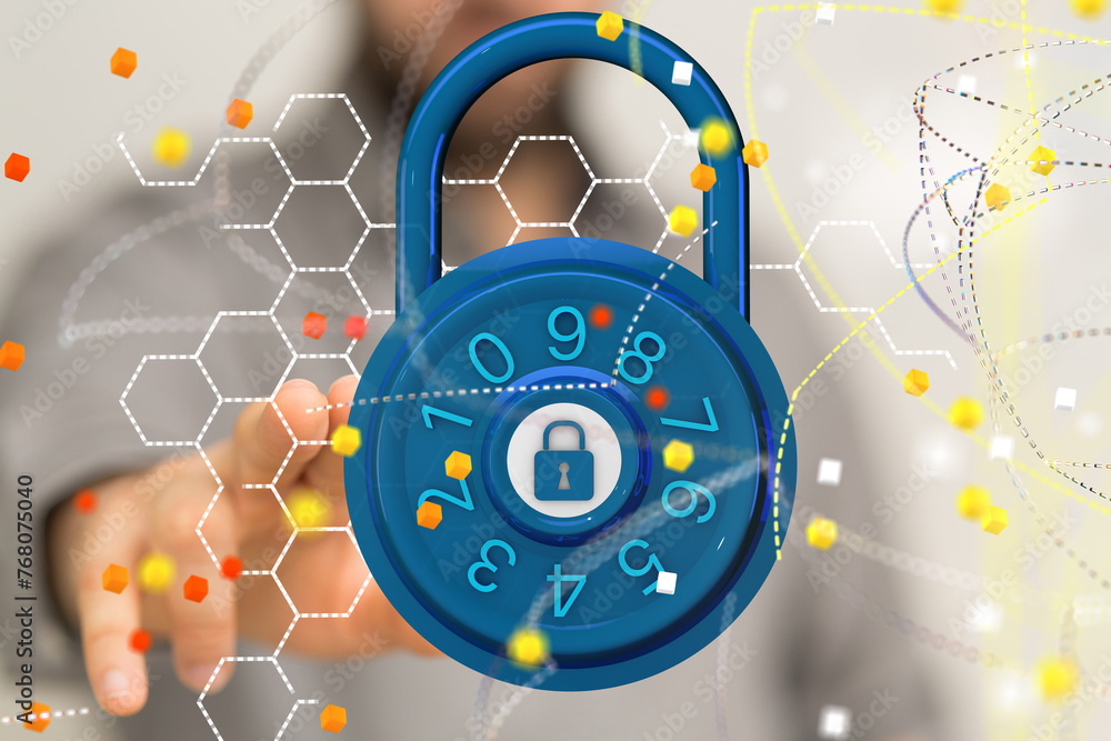 Poster security data code digital concept