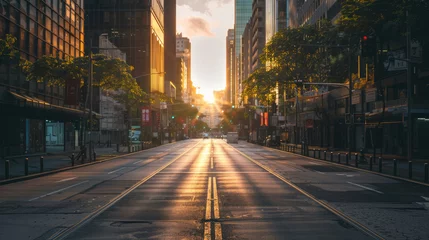 Fotobehang Verenigde Staten Empty city streets due to abnormal heat