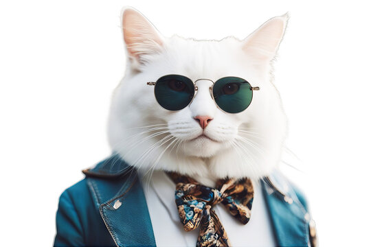 wearing shirt hipster animal sunglasses cat white portrait fashion concept background beautiful city cool cute doodle face funny goggles hand image lady lifestyle light look model outfit pet posing