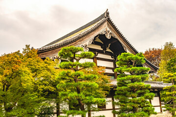 Colorful Fall Leaves Sanmon Gate Tofuku-Ji Buddhist Temple Kyoto Japan