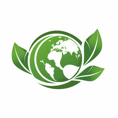 Green earth with leaf vector