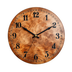 Wooden clock on Transparent Background. Ai generated	