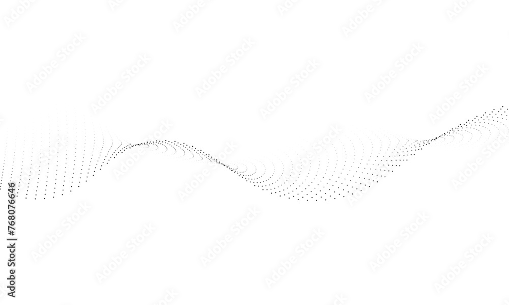 Poster halftone flowing wavy gradient dots shape isolated on transparent background. digital future technol