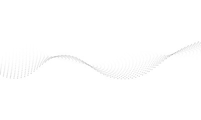Obraz premium Halftone flowing wavy gradient dots shape isolated on transparent background. Digital future technology concept. Design for web design, music, cover, technology, science, data, banner, flayer, poster.