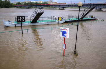 Critically high level of the Vistula River in Warsaw during 2010 Central European floods, Poland