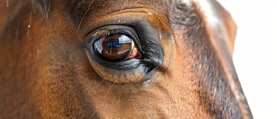   A horse's reflection in its own eye - obrazy, fototapety, plakaty