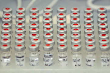 Sample vials in a police forensic laboratory in Warsaw city, Poland