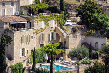 View on Gordes commune, Provence region, France - obrazy, fototapety, plakaty