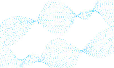 Flowing wave dot particles halftone pattern blue gradient smooth curve shape isolated on transparent background. Digital future technology concept, science, banner, template, business, music