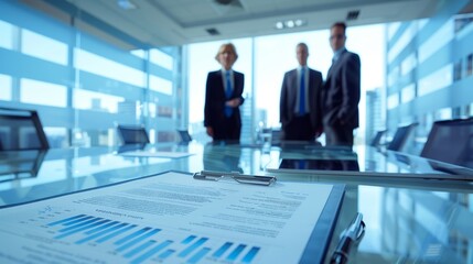 Fototapeta premium Team strategic cooperation, boss and manager at the meeting table to discuss work plans, strategy, sales reports.