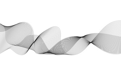 Wavy digital future technology curve ocean lines on transparent background. Vector illustration.