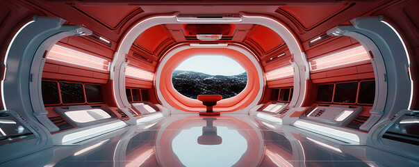 Interior of futuristic spaceship.