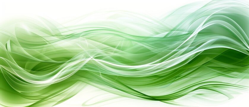   An abstract image showcasing a vibrant green and white color palette, featuring wavy lines on the left side and a pristine white backdrop on the right