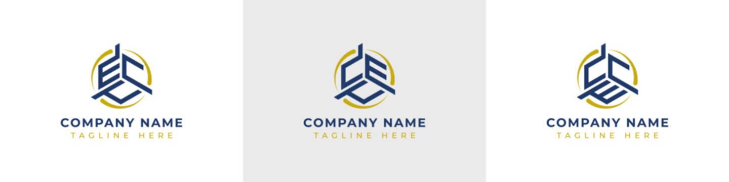 Letters ECC, CEC, CCE Monogram Logo Set, suitable for any business with ECC, CEC, CCE initials