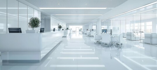 Contemporary clinic corridor boasting clean lines and a professional, inviting atmosphere
