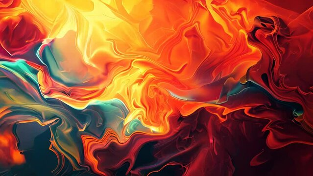 Abstract background of acrylic paint in yellow, red and blue colors.