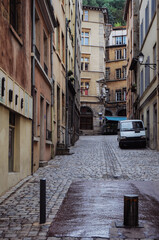 Street in Old Town in Lyon city, France