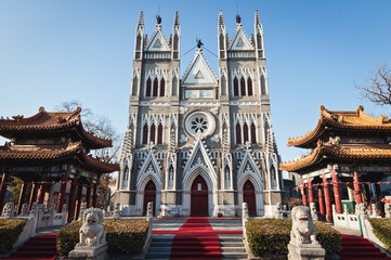 Fototapeta na wymiar Catholic Church of the Saviour also called Xishiku Church or Beitang in Beijing, China