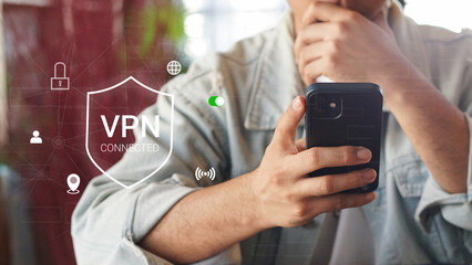 VPN Virtual private network concept. Internet security, encrypted connection for anonymous internet...