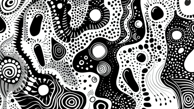 photorealistic pattern of unreal imagine ,line art ,white and black