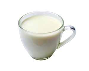 cup of milk isolated on transparent background. generative ai	