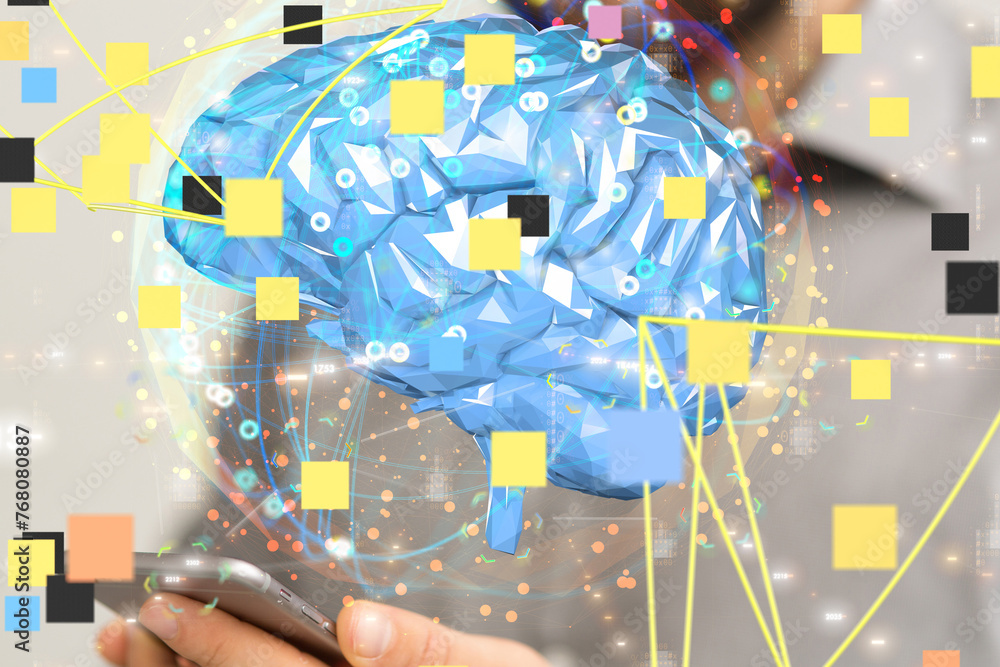 Poster AI smart brain artificial system network digital