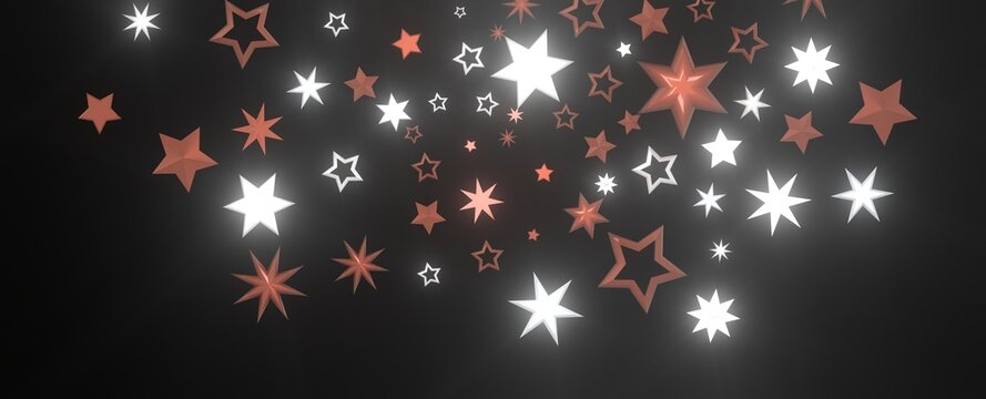 Stellar Christmas Drift: Radiant 3D Illustration Showcasing Descending Holiday Stars in Motion