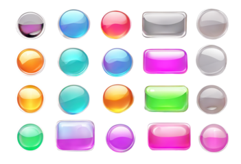 buttons Vector background material website objects multi-colored Set transparent printed