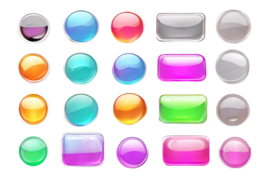 buttons Vector background material website objects multi-colored Set transparent printed