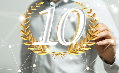 10 Anniversary 3d numbers. Poster template for Celebrating 10th anniversary event party. - obrazy, fototapety, plakaty