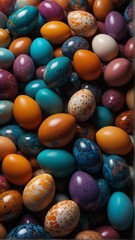Fototapeta premium Chicken eggs of different colors and sizes.