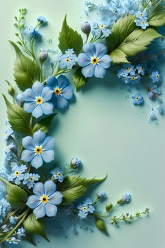 Bouquet of colorful bright flowers forget-me-not