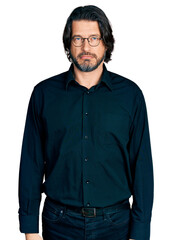 Middle age caucasian man wearing casual clothes and glasses depressed and worry for distress, crying angry and afraid. sad expression.