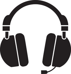 Vector headphones icon. Black symbol silhouette isolated
