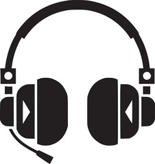 Vector headphones icon. Black symbol silhouette isolated