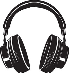 Vector headphones icon. Black symbol silhouette isolated
