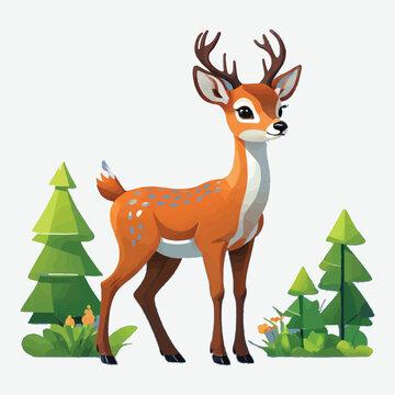 wild cute deer vector isolated