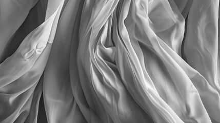 Waves of gray fabric create a mesmerizing abstract pattern, perfect for conveying concepts of fluidity and elegance in stock imagery. - obrazy, fototapety, plakaty