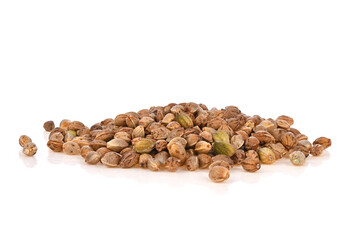 Heap of Cannabis seeds , marijuana seeds on white background