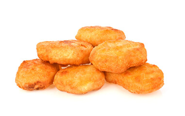 Fried chicken nuggets isolated on white background