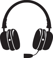 Vector headphones icon. Black symbol silhouette isolated