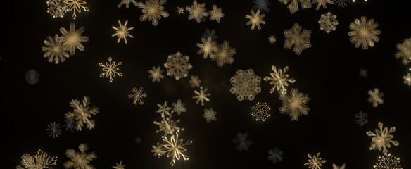 Snowflake Dance: Radiant 3D Illustration Showcasing Falling Christmas Snowflakes in Harmony