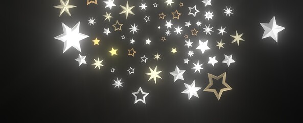 XMAS stars background, sparkle lights confetti falling. magic shining Flying christmas stars on night - 768084409